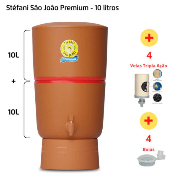 Filtro Premium – 10 litros – 4 velas + 4 velas Tripla Ação