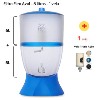 Filtro Flex – 6 litros – 1 vela – Azul + 1 Vela Tripla Ação