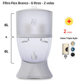 Filtro Flex – 6 litros – 2 velas – Branco + 2 velas Tripla Ação