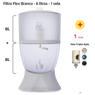 Filtro Flex – 6 litros – 1 vela – Branco + 1 vela Tripla Ação